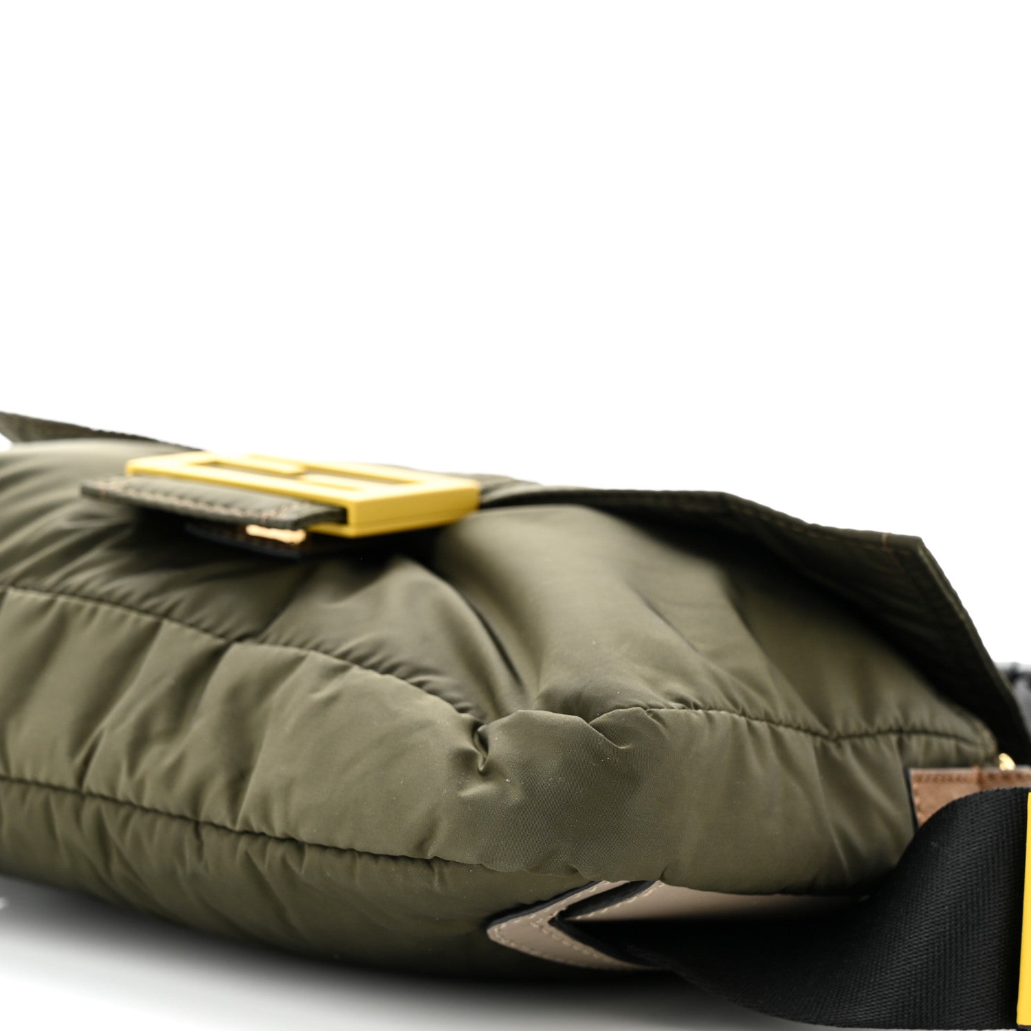 Fendi Nylon Dolmias Vitello Grace FF Puffer Belt Baguette Bag Military Brown Tortora 10 of 13