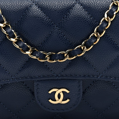 Chanel Caviar Quilted Flap Phone Holder With Chain Navy Blue 9 of 11