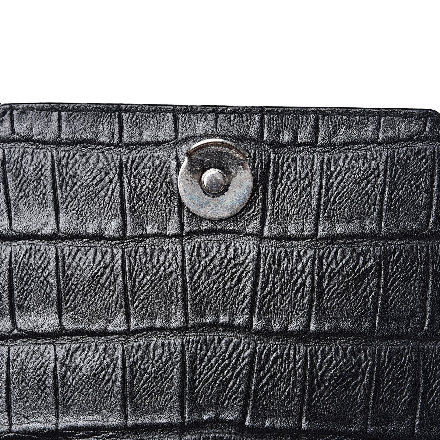 Calfskin Crocodile Embossed Medium Betty Black