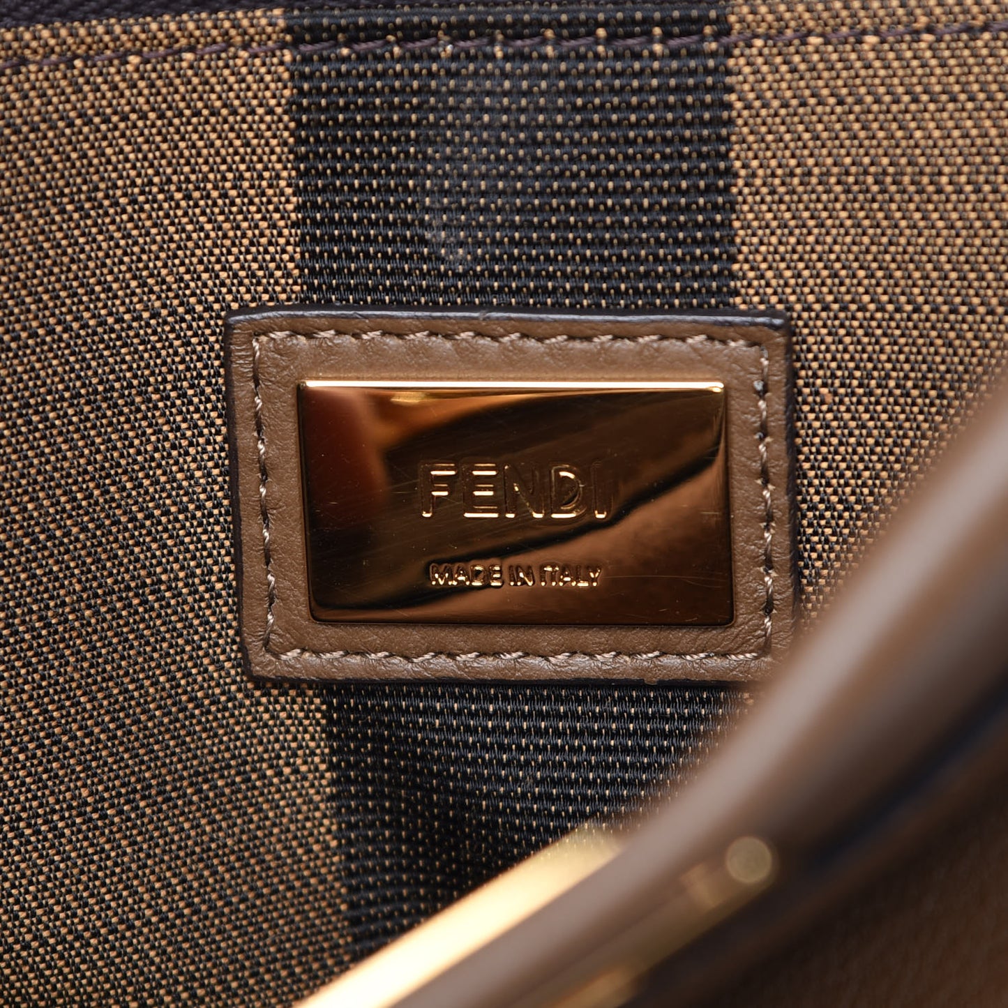 Vitello Seta Fabric Jacquard Pequin Medium Peekaboo Iconic Satchel Foresta Tobacco