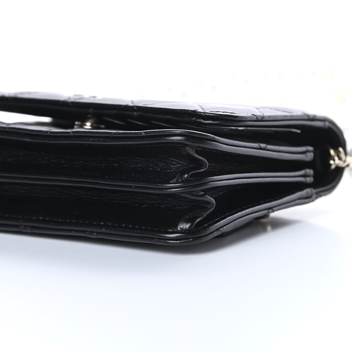 Calfskin Quilted Mini Maxi Pearls Wallet On Chain WOC Black