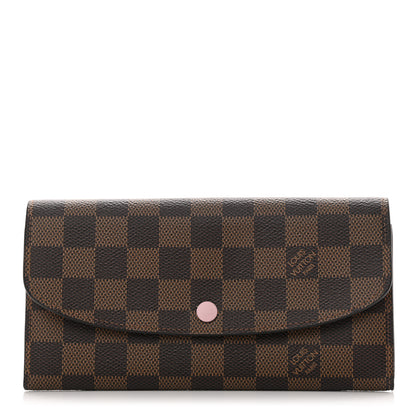 Louis Vuitton Damier Ebene Emilie Wallet Rose Ballerine 1 of 6