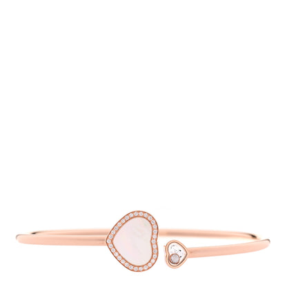 Chopard 18K Rose Gold Diamond Mother of Pearl Pave Happy Hearts Bangle Bracelet 1 of 8