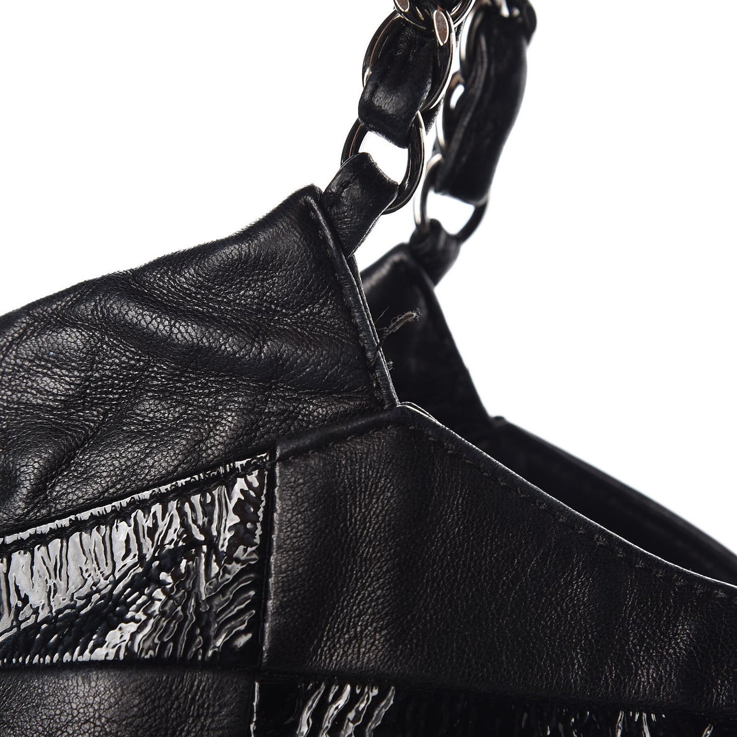 Patent Patchwork Large Brooklyn Tote Black