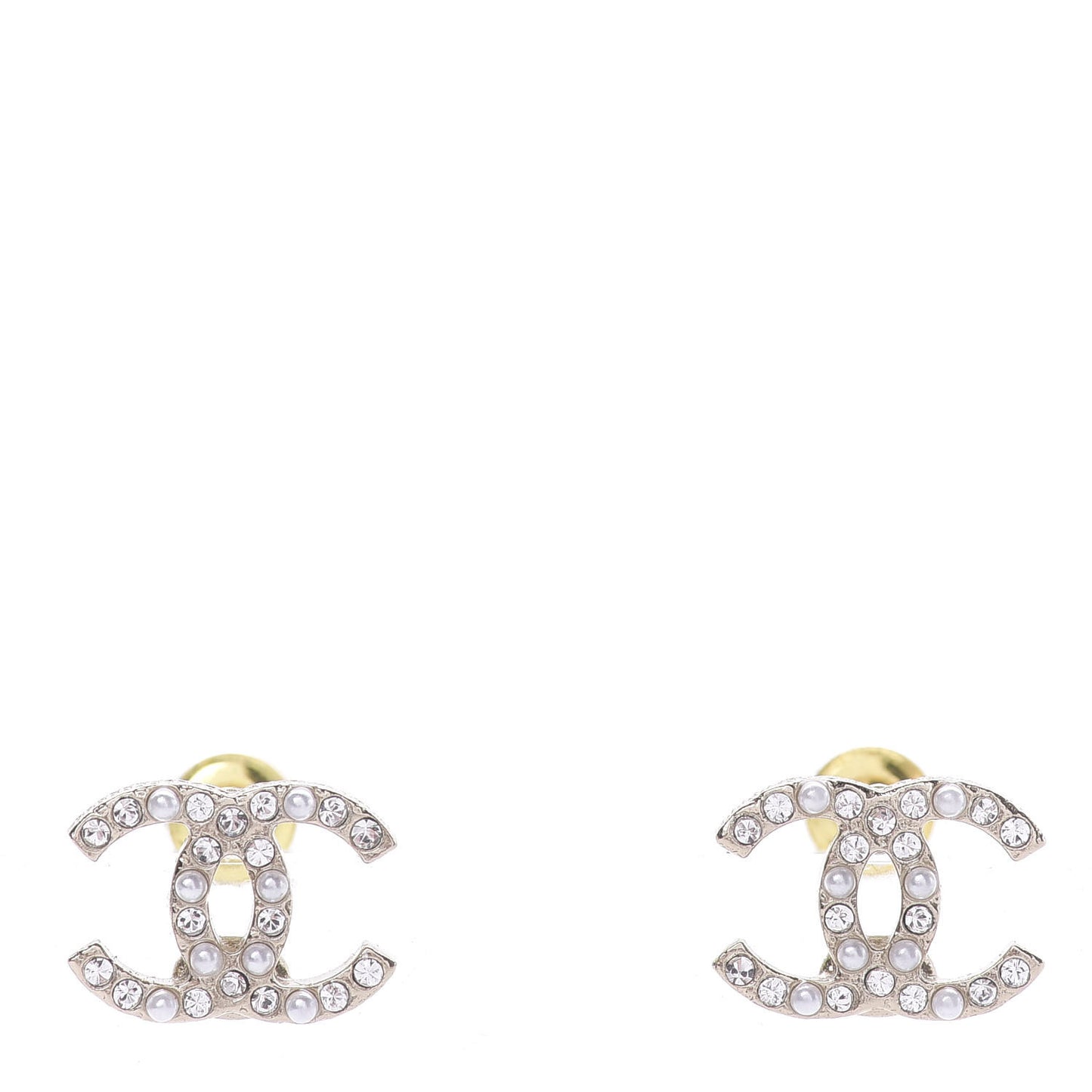 Pearl Crystal CC Earrings Gold