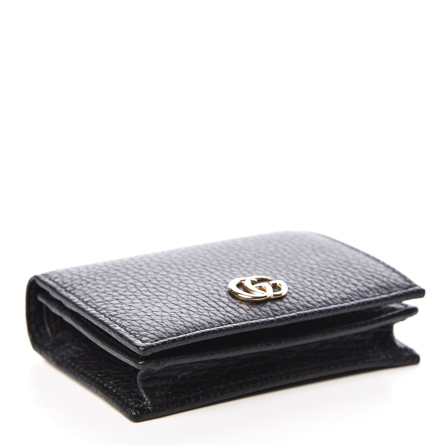 Gucci Pebbled Calfskin GG Marmont Card Case Black 4 of 10