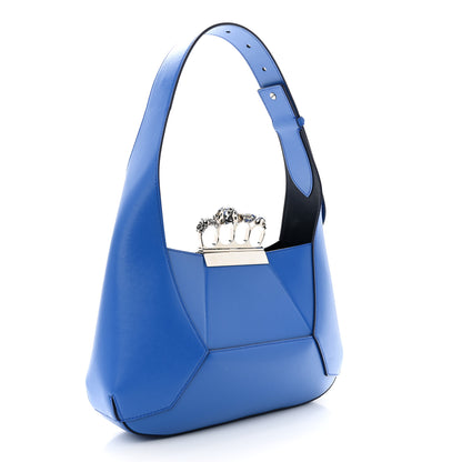 Alexander McQueen Smooth Calfskin Jeweled Hobo Bag Blue 4 of 12