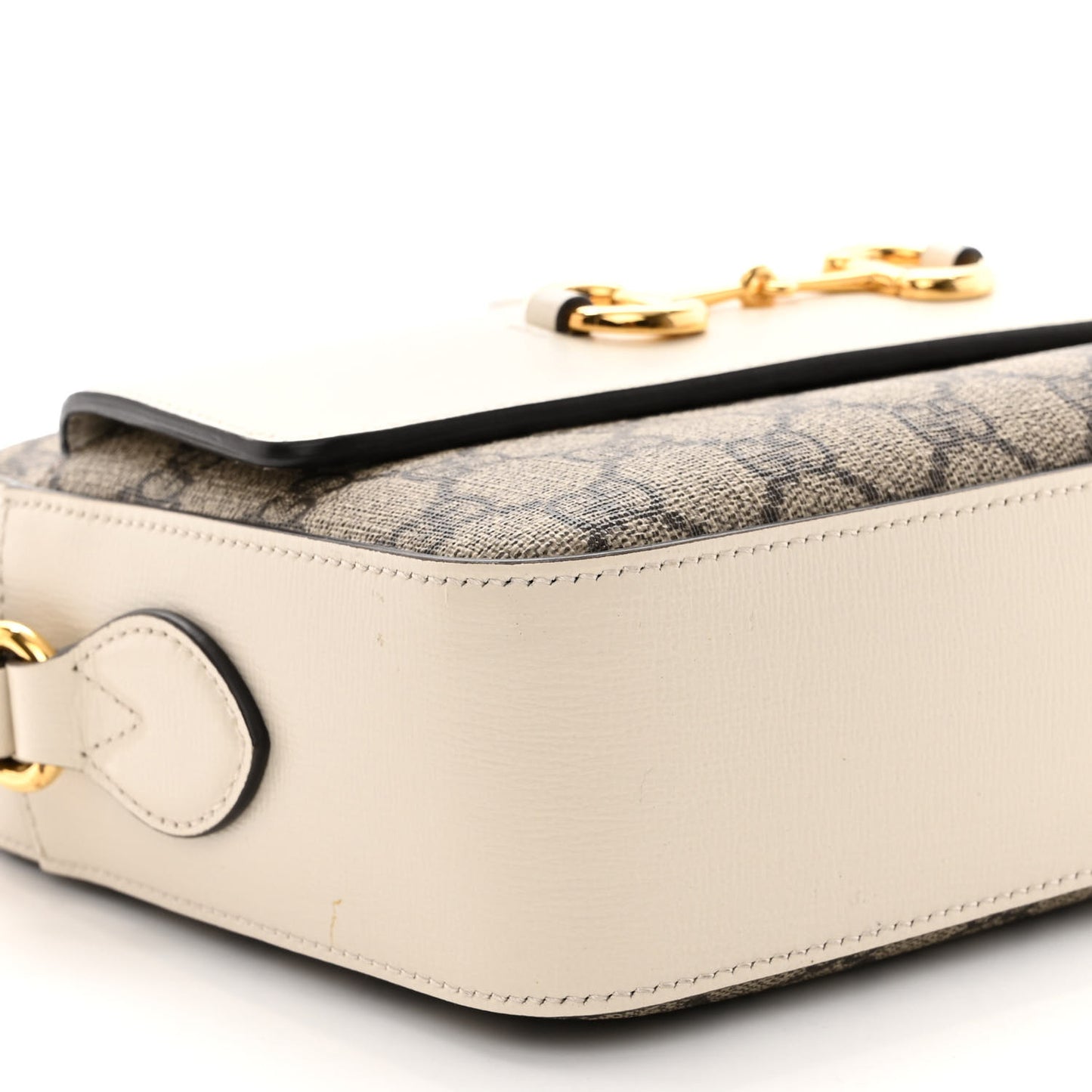 GG Supreme Monogram Small Horsebit 1955 Shoulder Bag Beige Mystic White
