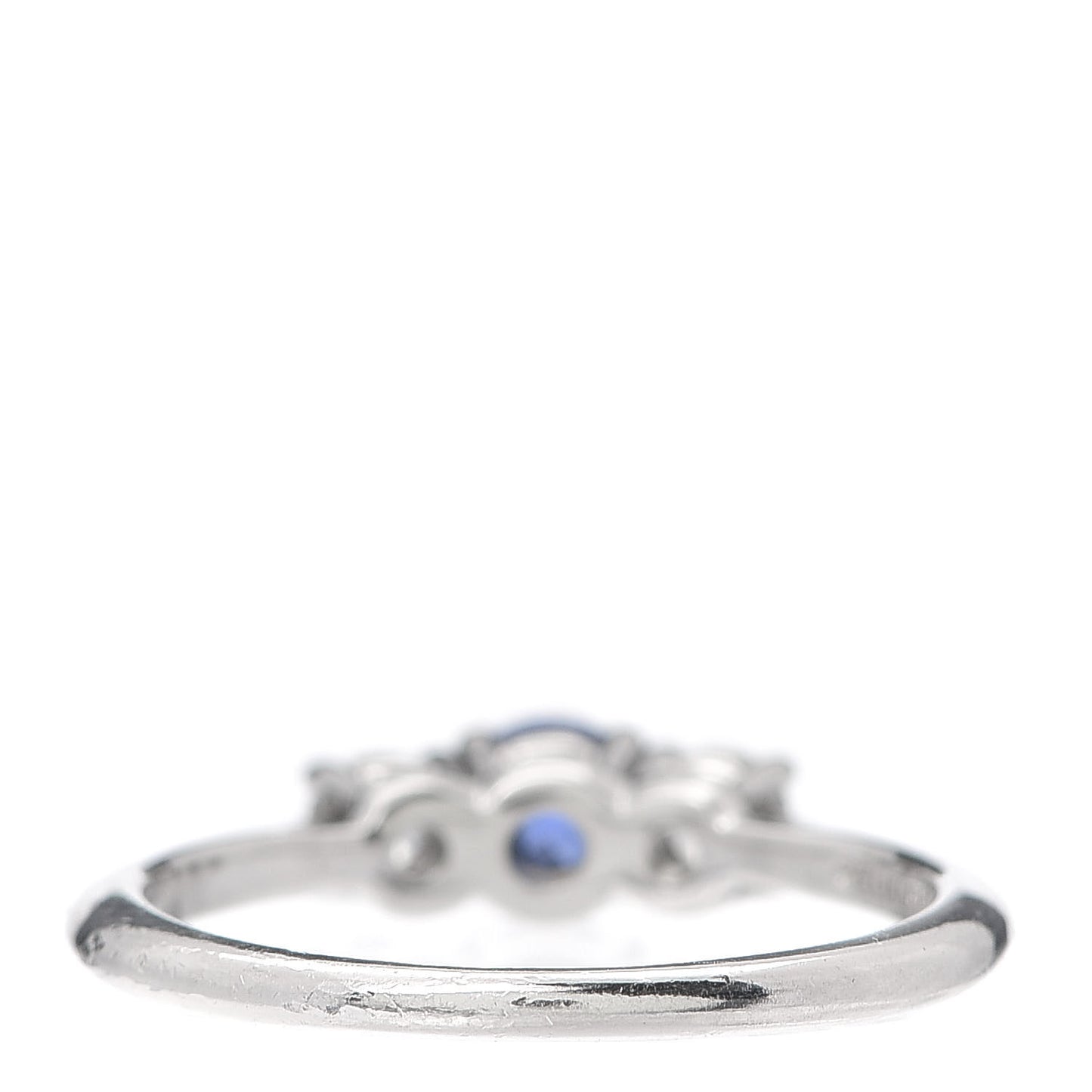 Platinum Diamond Blue Sapphire Three-Stone Ring 53 6.25