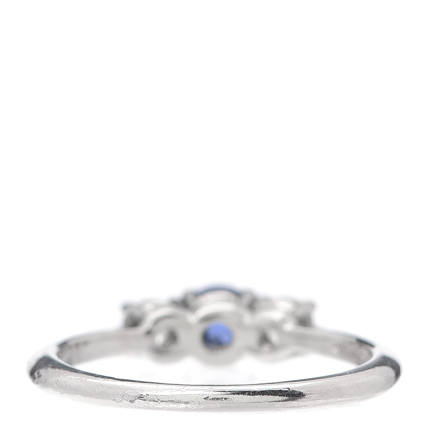 Tiffany Platinum Diamond Blue Sapphire Three-Stone Ring 53 6.25 3 of 5