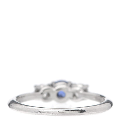 Tiffany Platinum Diamond Blue Sapphire Three-Stone Ring 53 6.25 3 of 5