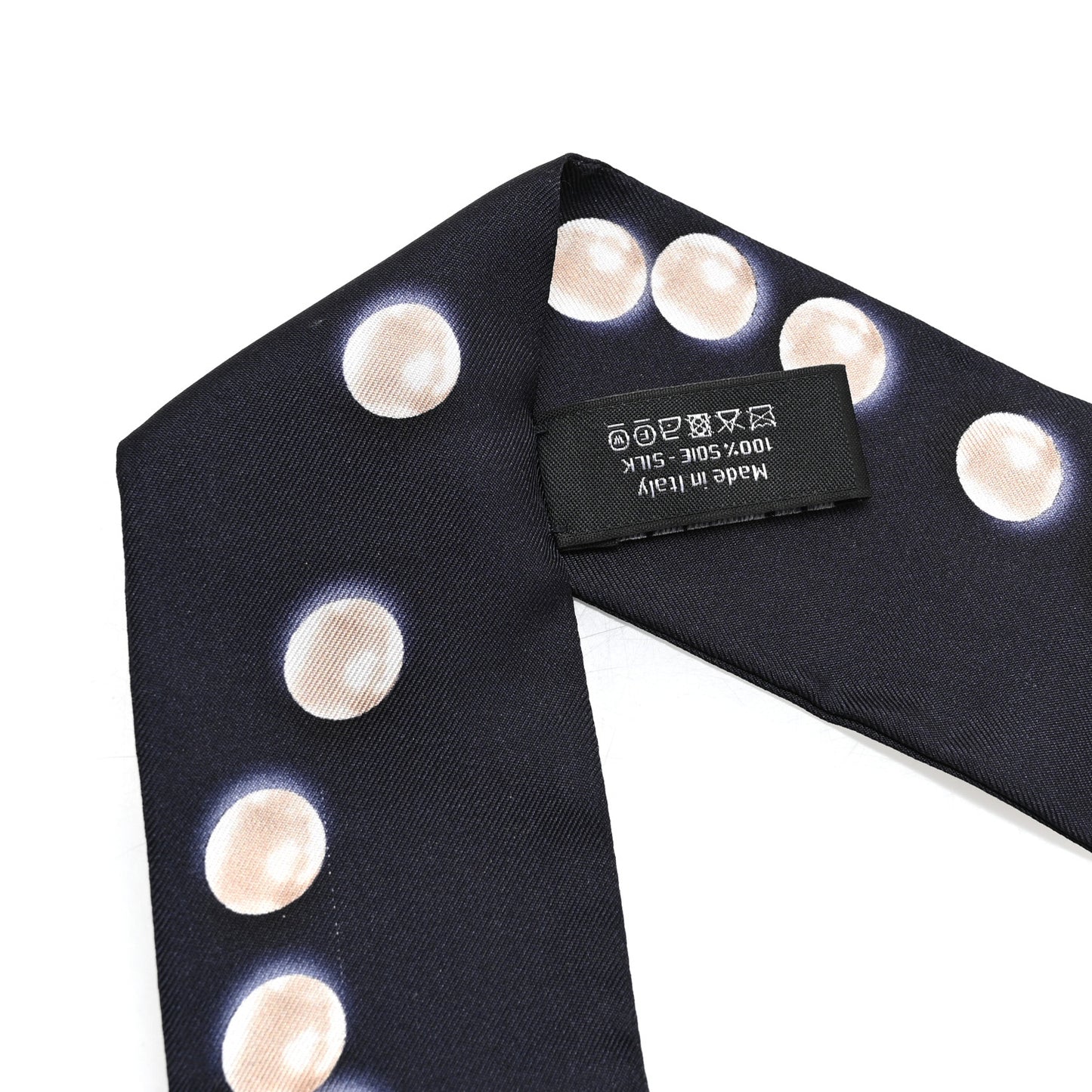 Silk Pearl CC Slim Bandeau Scarf Navy