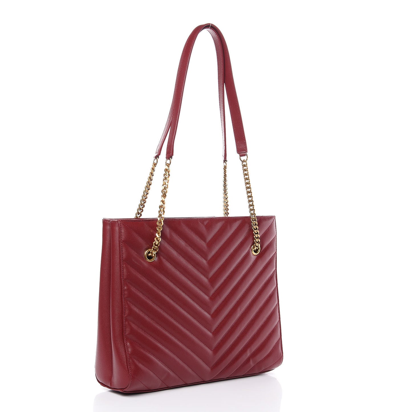 Grain de Poudre Matelasse Chevron Medium Tribeca Shopping Bag Garnet