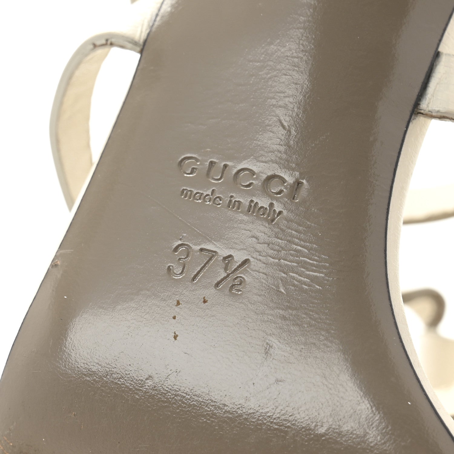 Gucci Calfskin Ursula Ankle Wrap Caged Sandals 37.5 Mystic White 7 of 12