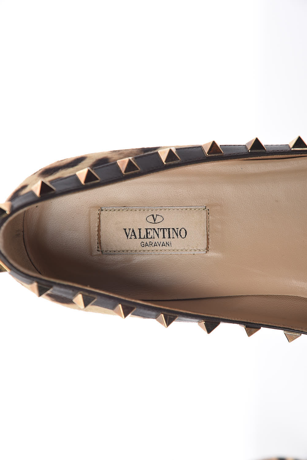 Valentino Garavani Calf Hair Leopard Print Rockstud Ballerina Flats 39.5 Brown 6 of 7