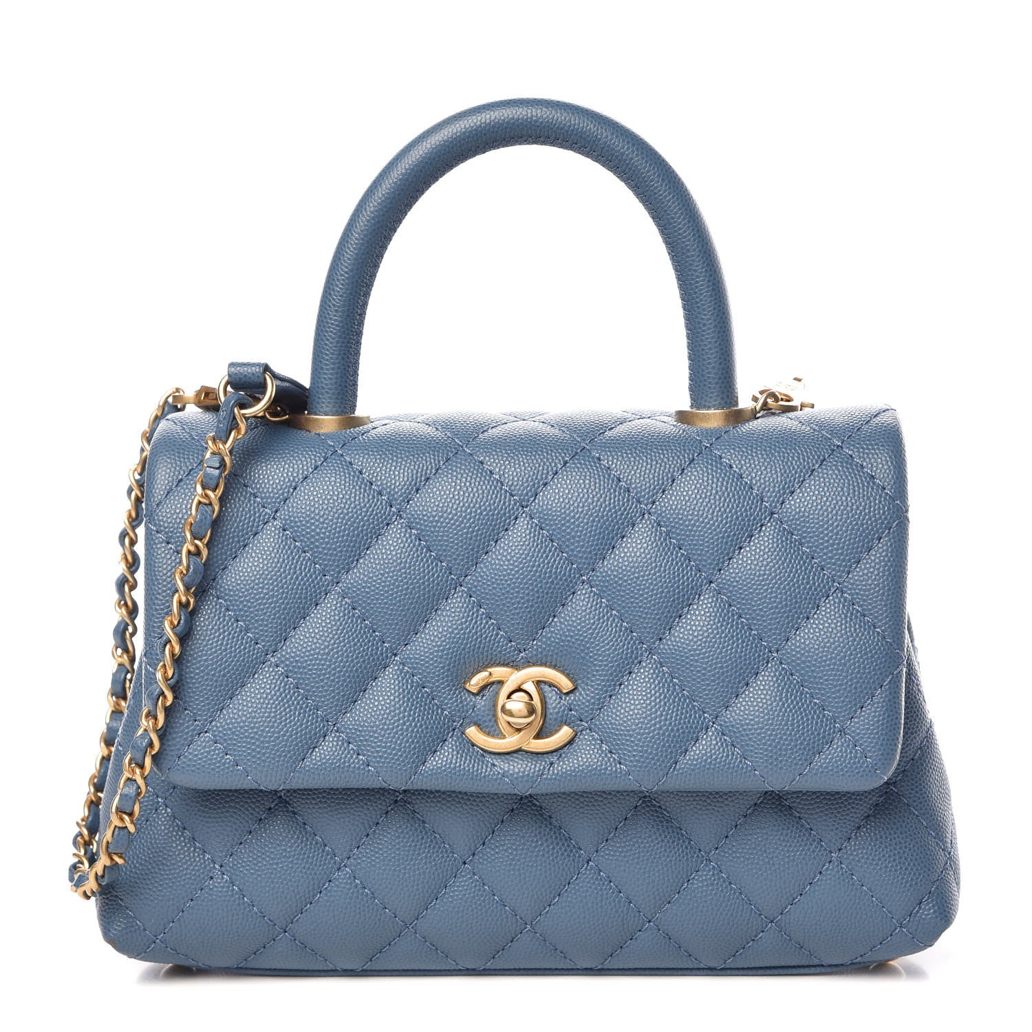 Chanel Caviar Quilted Mini Coco Handle Flap Blue 1 of 10