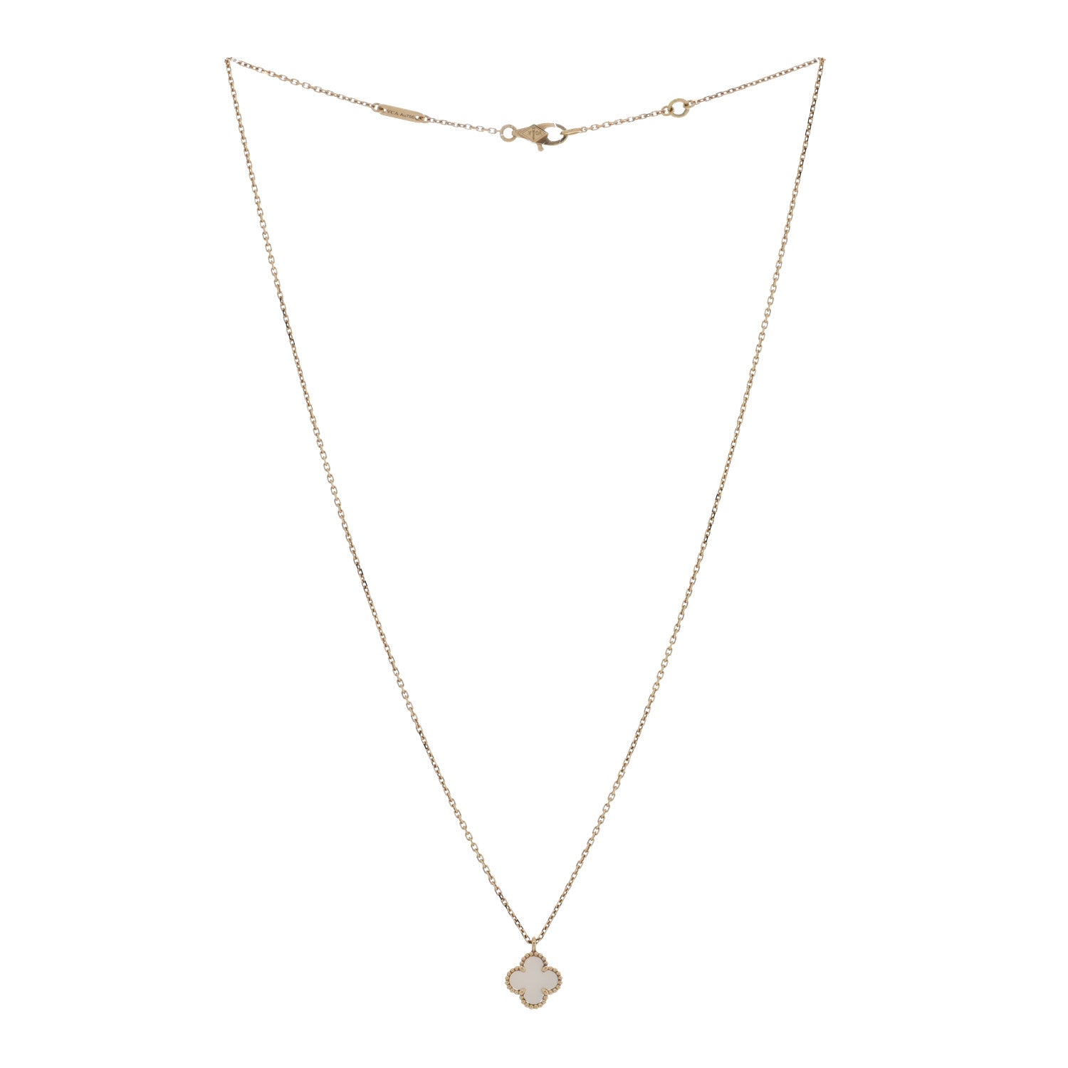 Van Cleef & Arpels 18K Yellow Gold Mother of Pearl Sweet Alhambra Pendant Necklace 2 of 4
