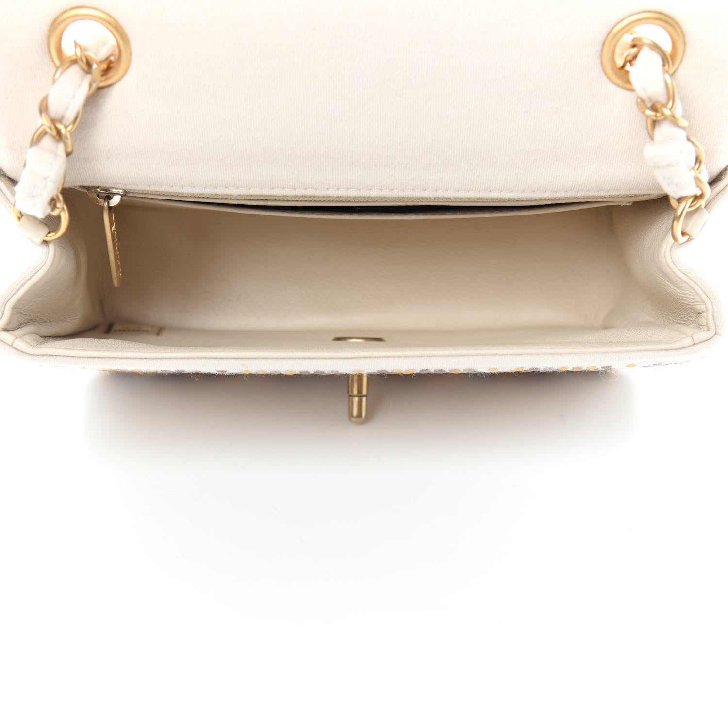 Chanel Jersey Embellished Mini Flap Ivory 5 of 10