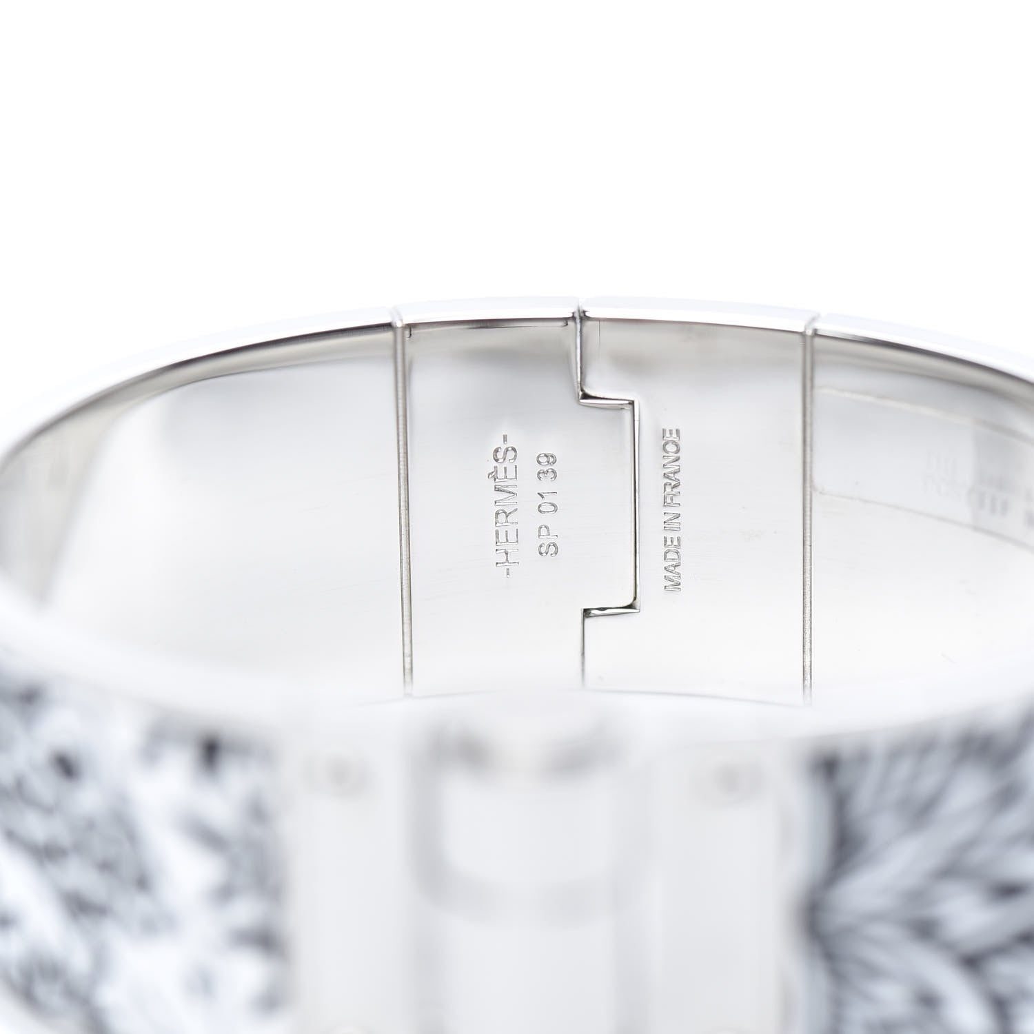 Hermes Enamel Printed Wide The Three Graces Hinged Bracelet S Positif Negatif 4 of 6