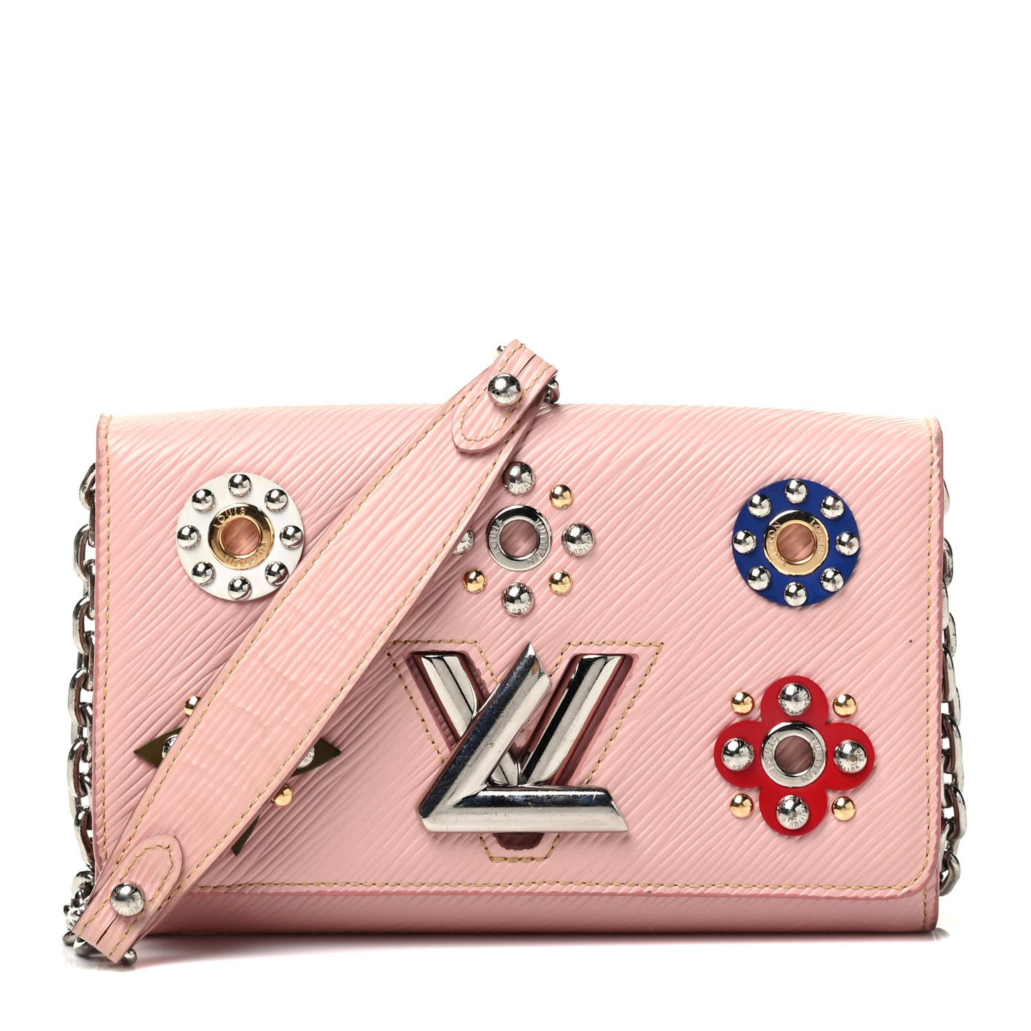 Epi Mechanical Flowers Twist Chain Wallet Rose Ballerine