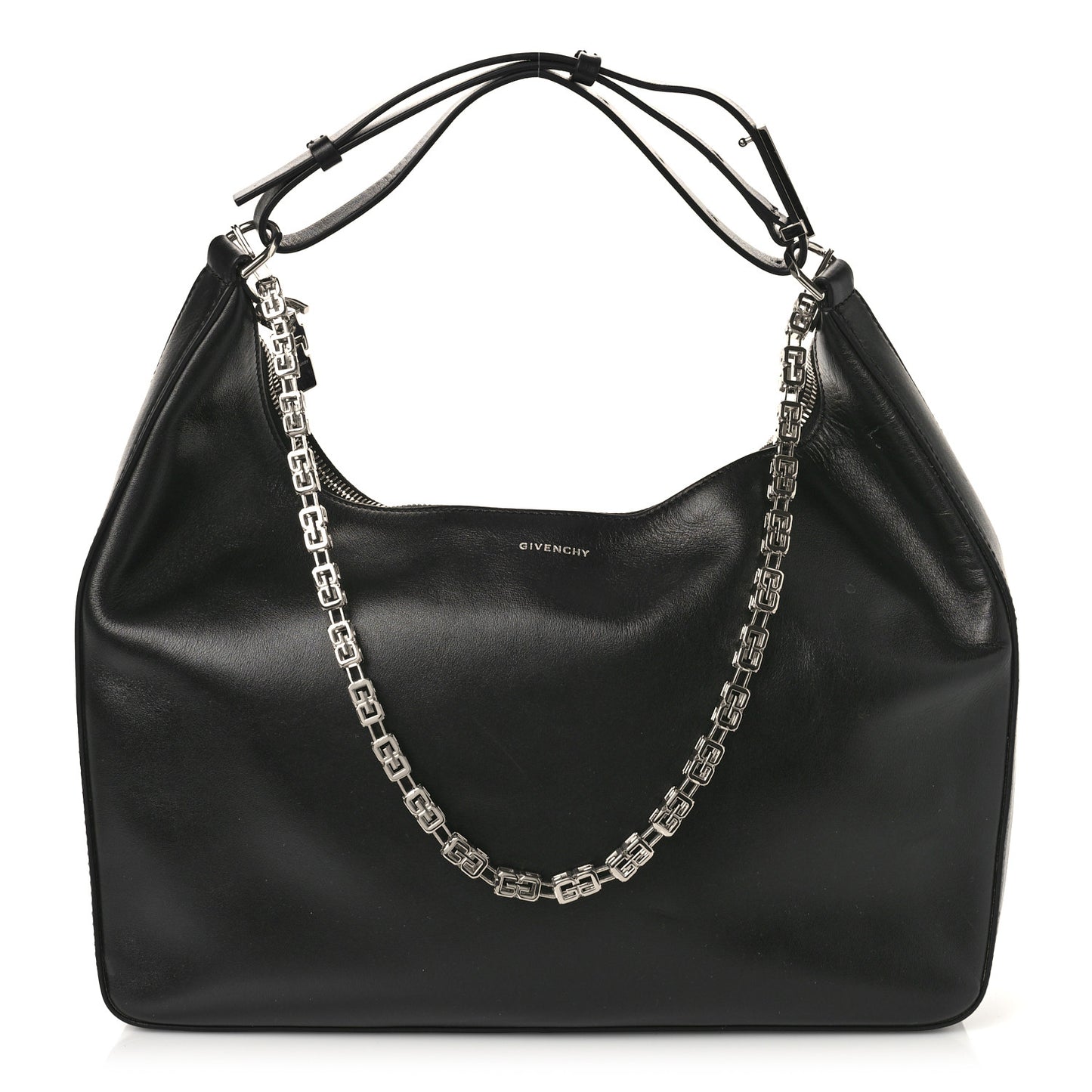 Smooth Calfskin Small Moon Cut Out Shoulder Bag Black