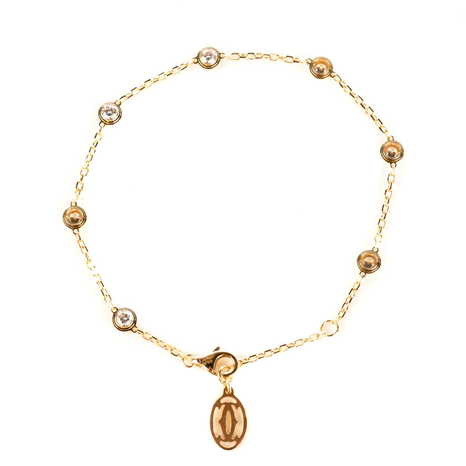 Cartier 18K Yellow Gold 7 Diamond D'Amour Station Bracelet 1 of 4