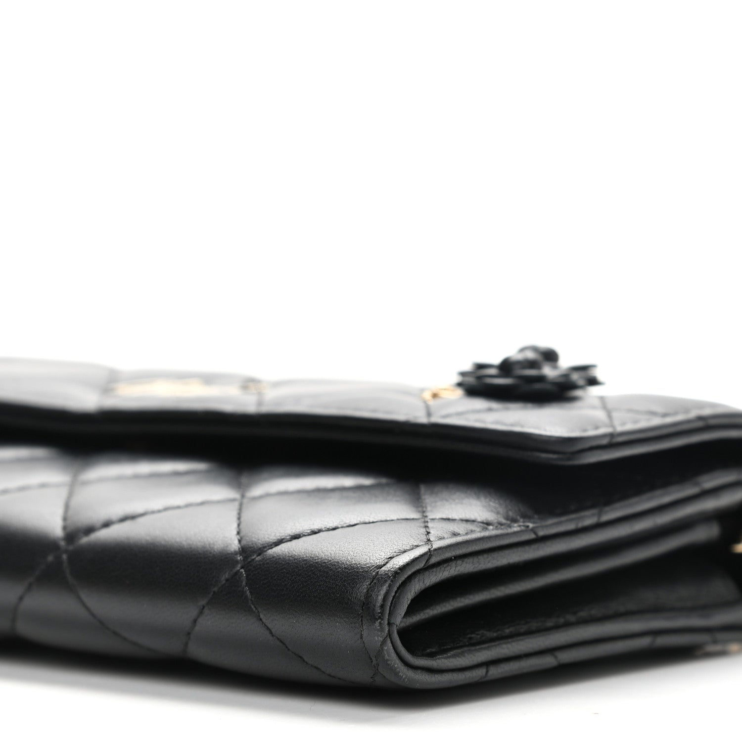 Chanel Lambskin Camellia Wallet on Chain WOC Black 11 of 12
