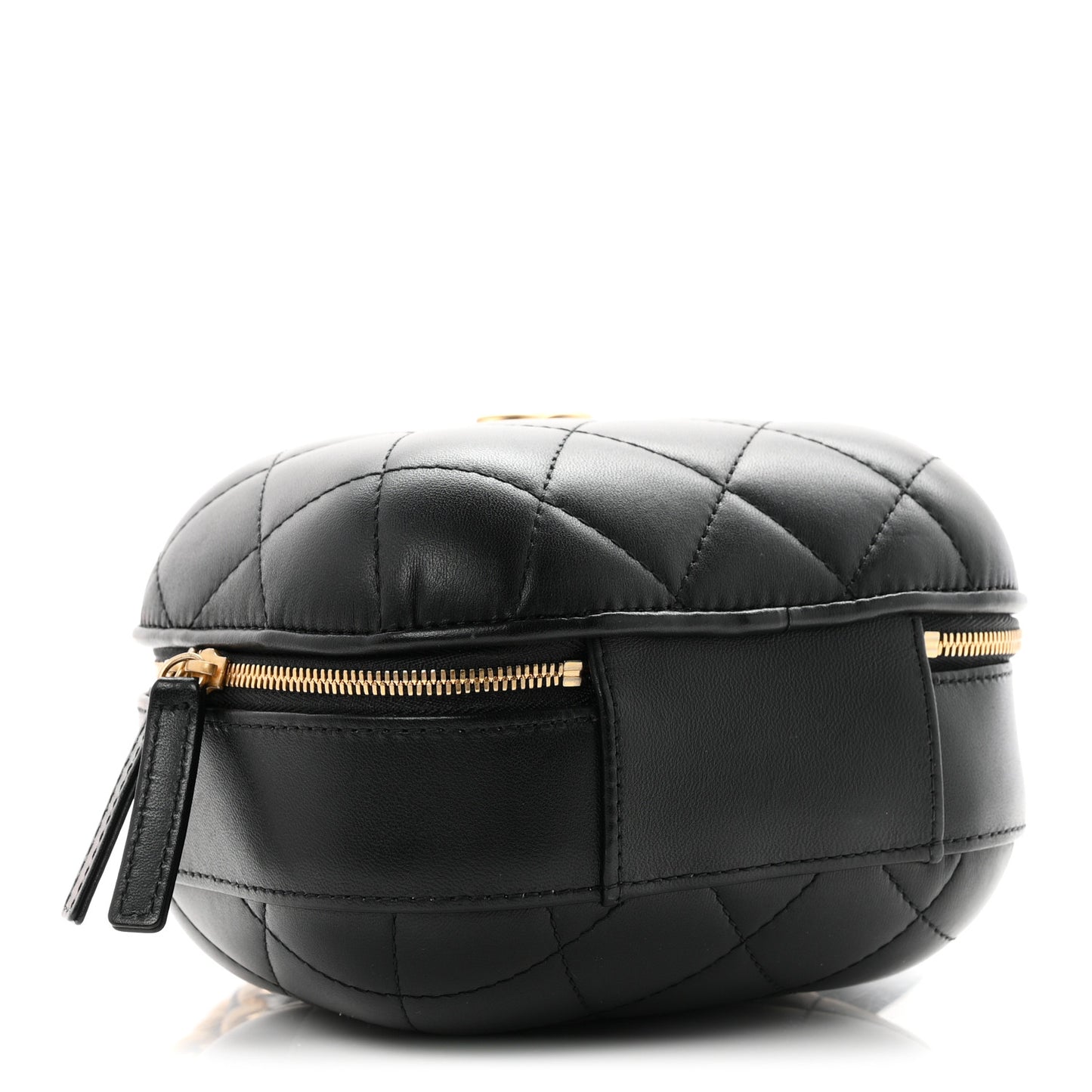 Lambskin Quilted CC Bubble Vanity Case With Chain Black