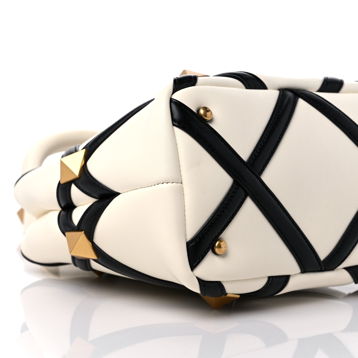 Nappa Small Roman Stud The Handle Bag Ivory Black