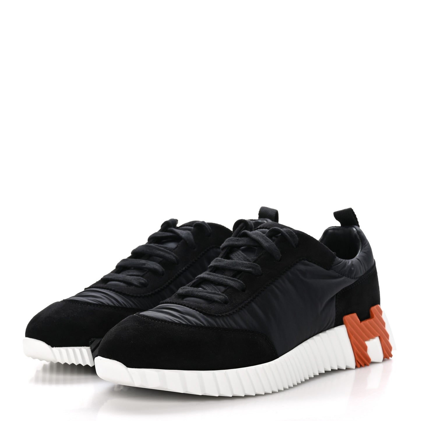Air Mesh Suede Goatskin Bouncing Sneakers 38 Black Orange