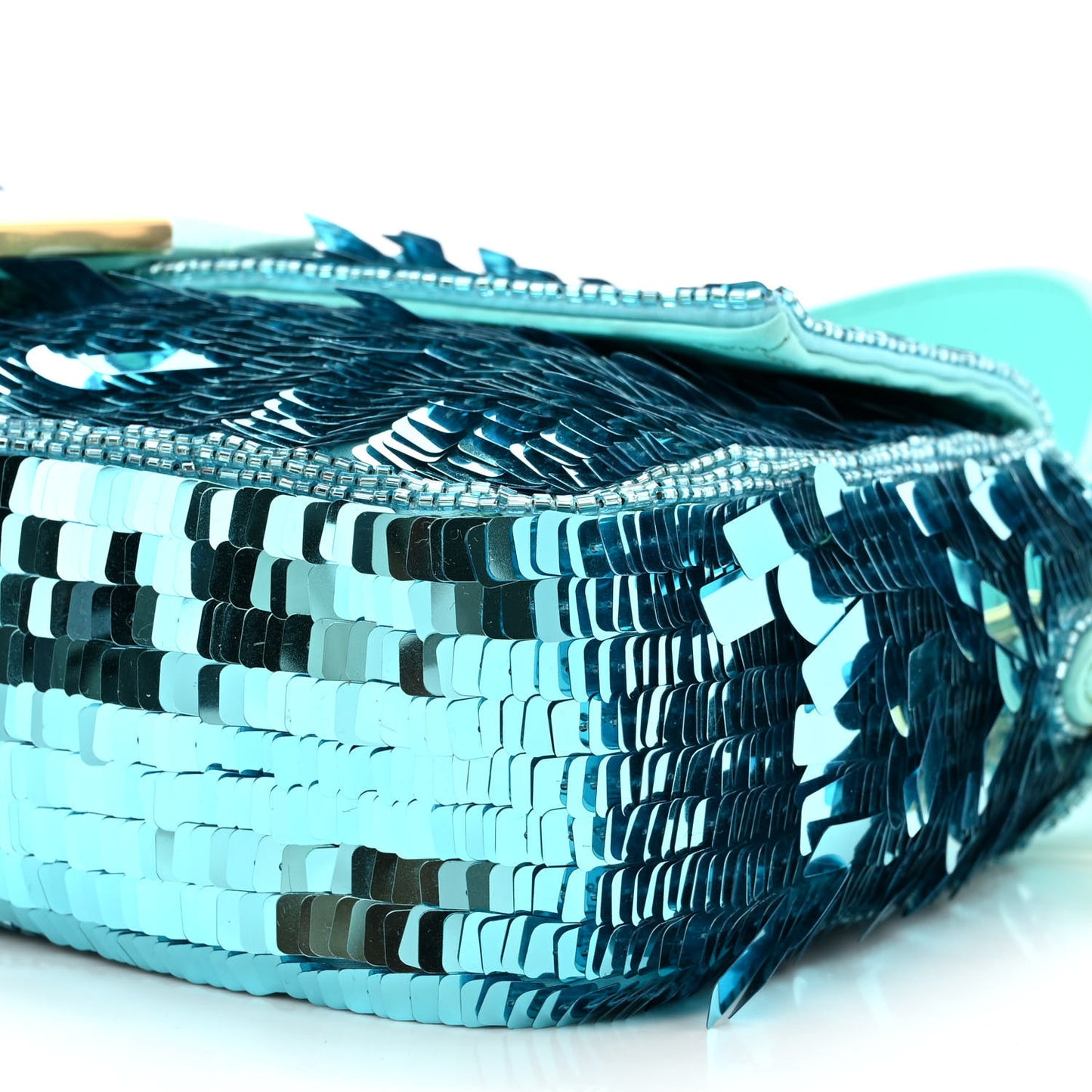 Sequin Paillettes Vitello Grace Sex and the City Baguette Spring Turquoise