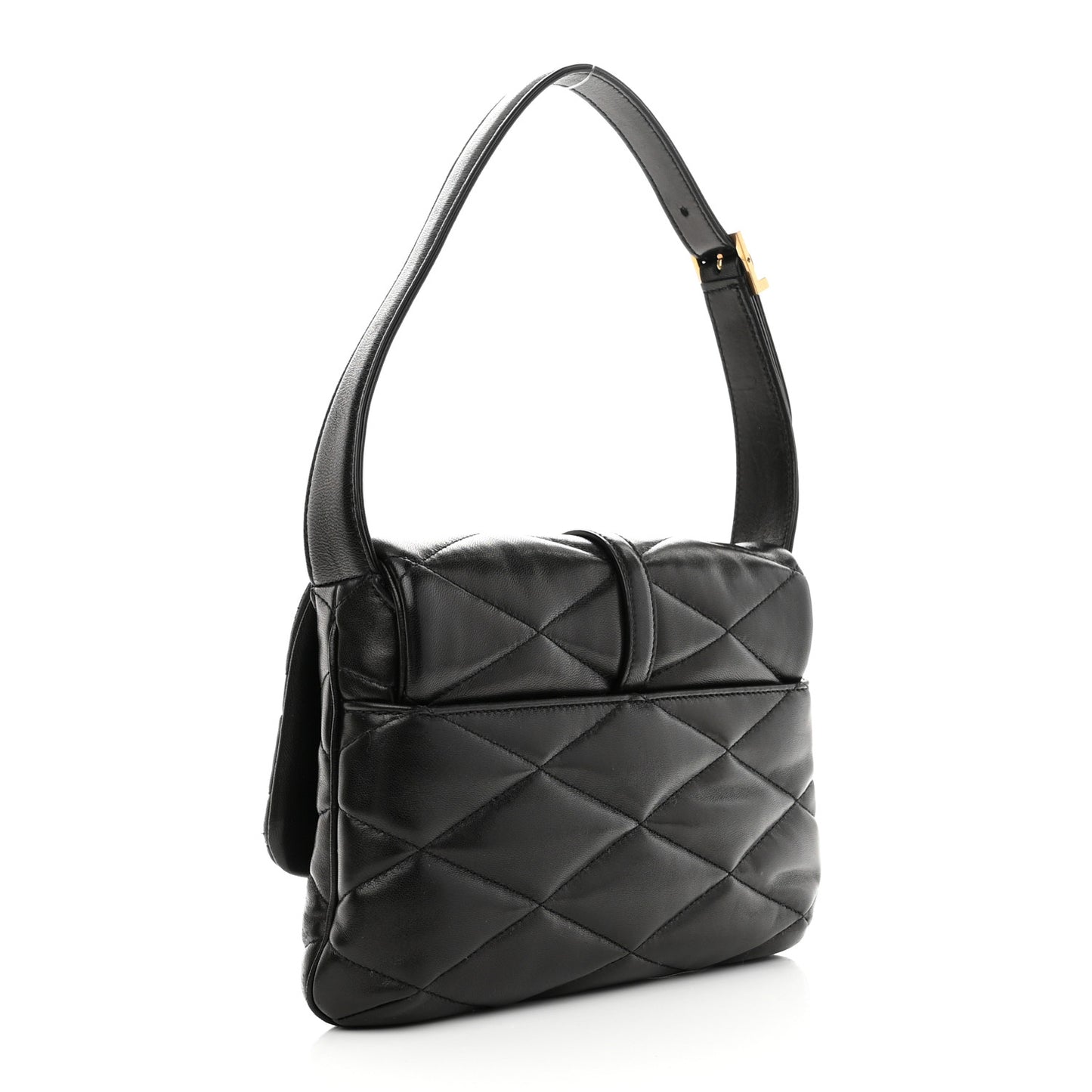 Lambskin Quilted Le 57 Diamond Shoulder Bag Black