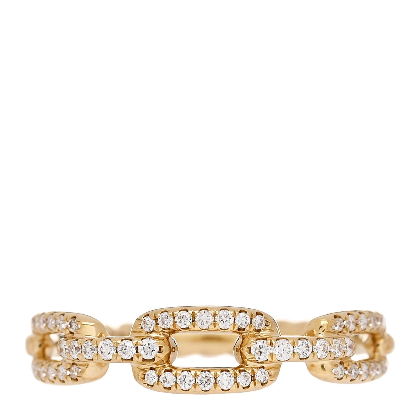 18K Yellow Gold Diamond 4.5mm Stax Single Row Chain Link Ring 53 6.25