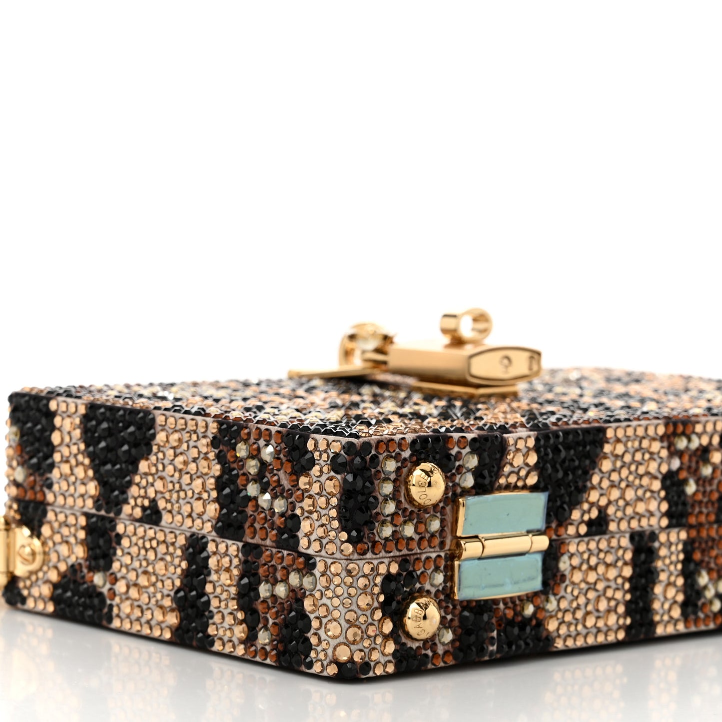 DOLCE GABBANA Satin Crystal Embellished Box Leopard