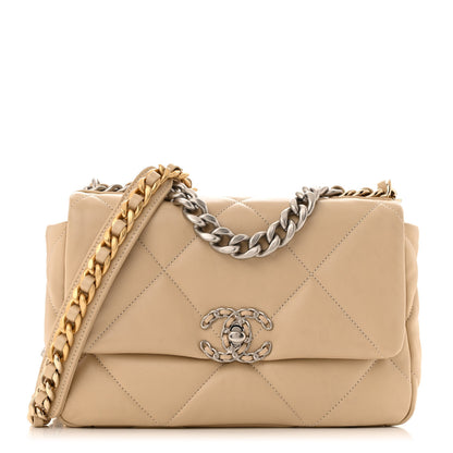 Chanel Lambskin Quilted Medium Chanel 19 Flap Light Beige 1 of 12
