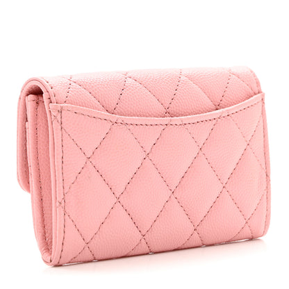 Chanel Caviar Quilted Flap Card Holder Wallet Light Pink 2 of 8