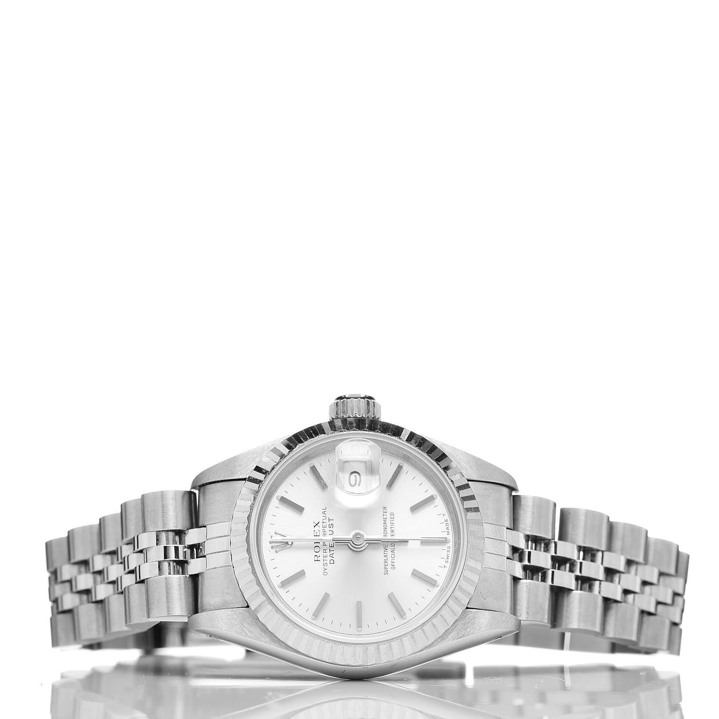 Stainless Steel 18K White Gold 26mm Oyster Perpetual Datejust Watch Silver 69174