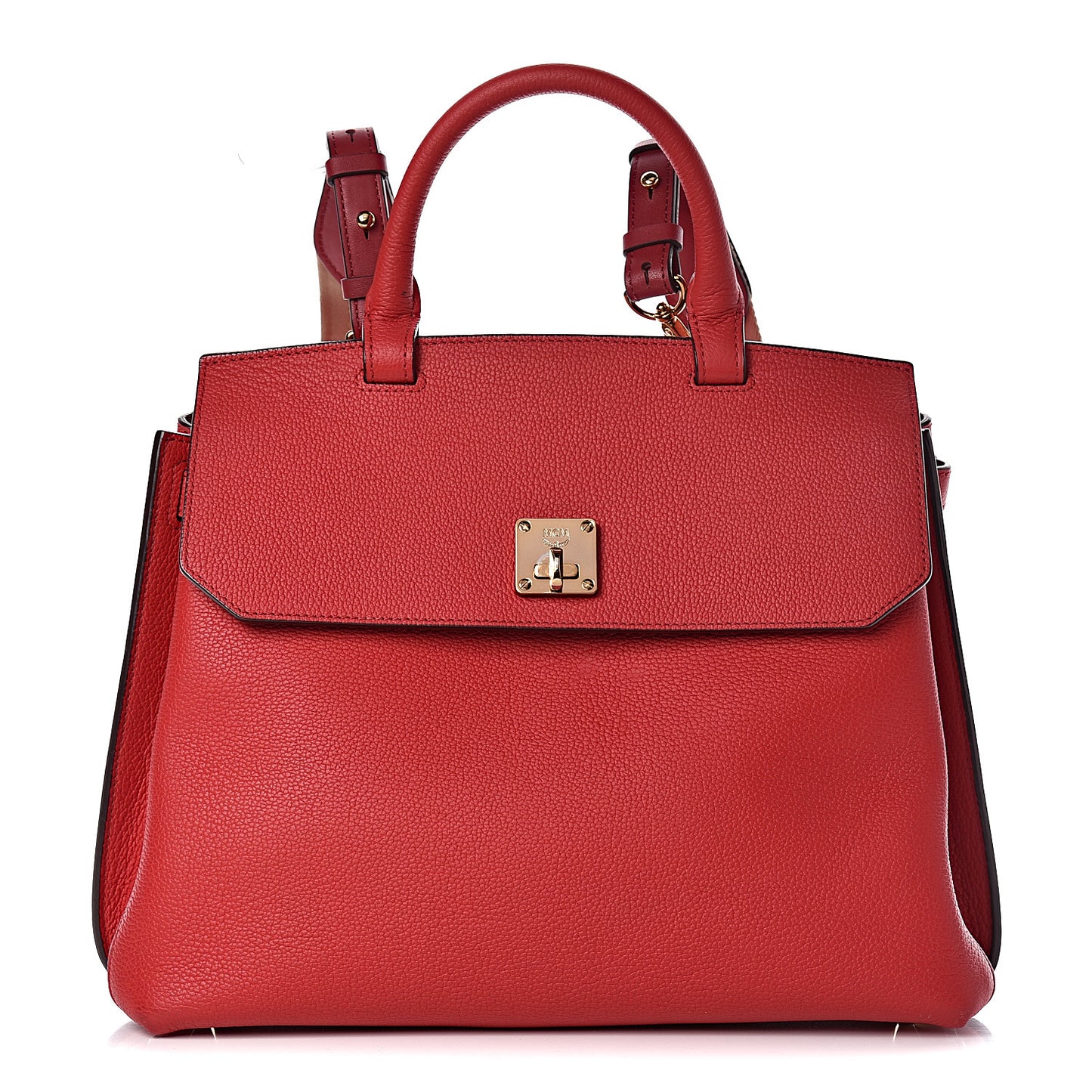 Grained Calfskin Large Milla Convertible Backpack Ruby Red