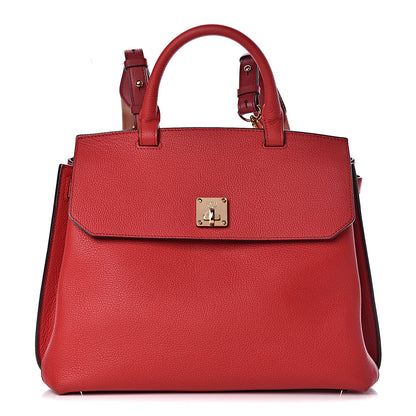MCM Grained Calfskin Large Milla Convertible Backpack Ruby Red 1 of 15
