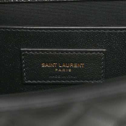 Saint Laurent Grain De Poudre Textured Mixed Matelasse Triquilt Medium Monogram Satchel Black 6 of 10