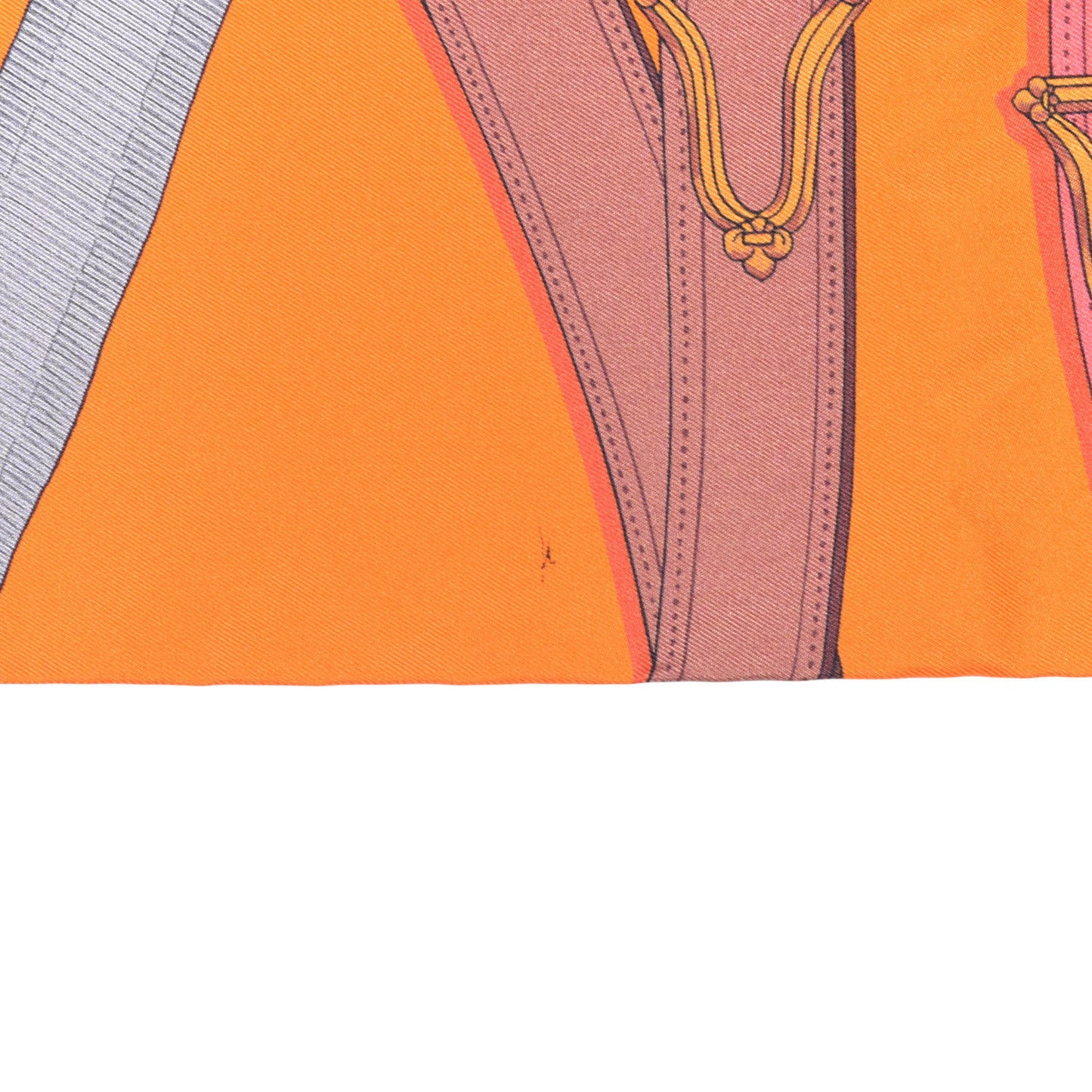 Silk Cavalcadour Maxi Twilly Orange Argile Bouton D'Or