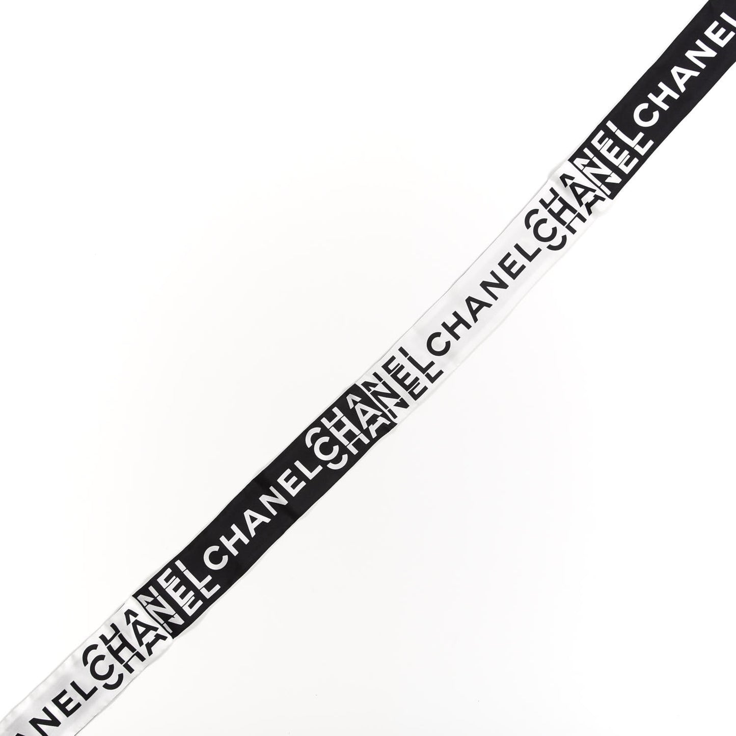 Silk Logo Slim Bandeau Scarf Black White
