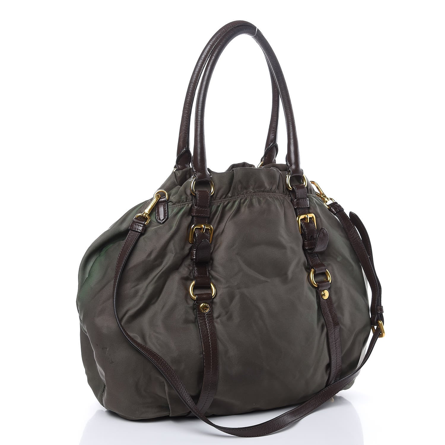 Prada Tessuto Nylon Logo Tote Green 3 of 19