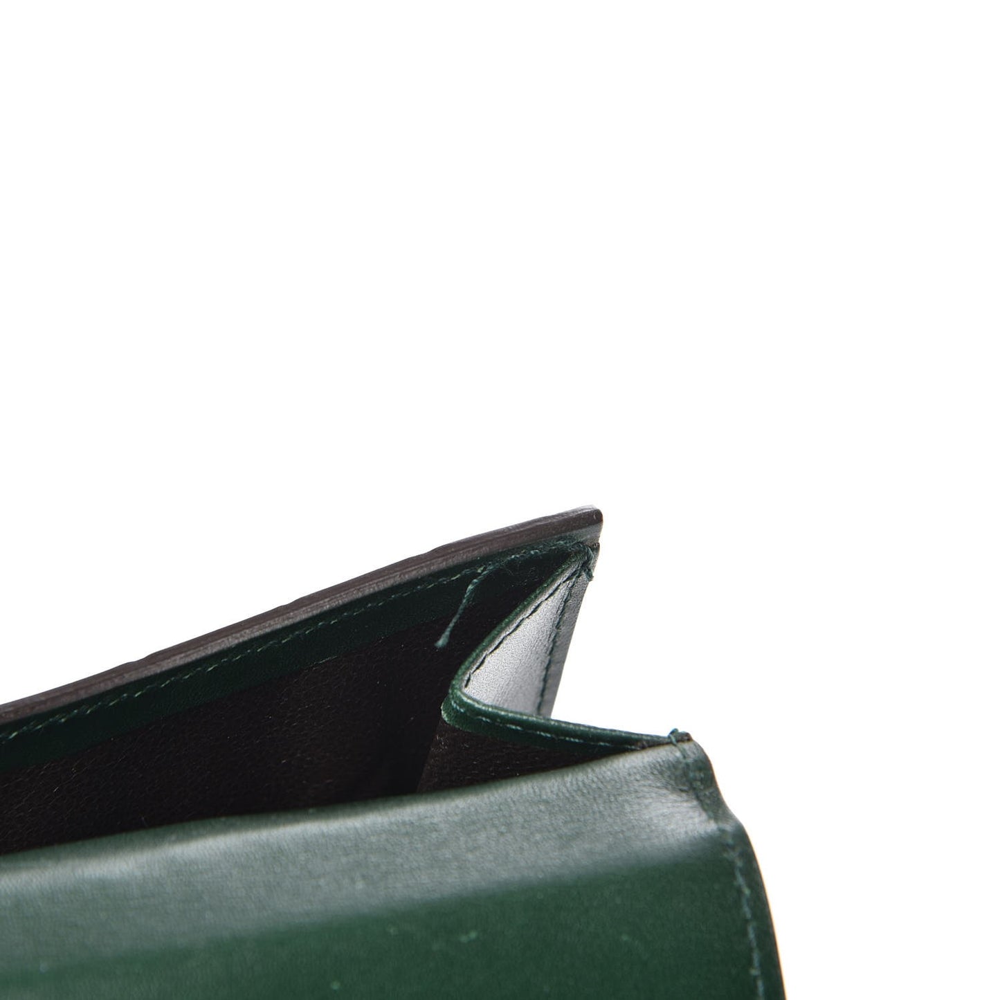 Crocodile Metal Bar French Flap Wallet Green