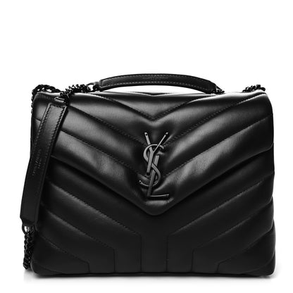 Saint Laurent Calfskin Y Quilted Monogram Monochrome Small Loulou Chain Satchel Black 1 of 13