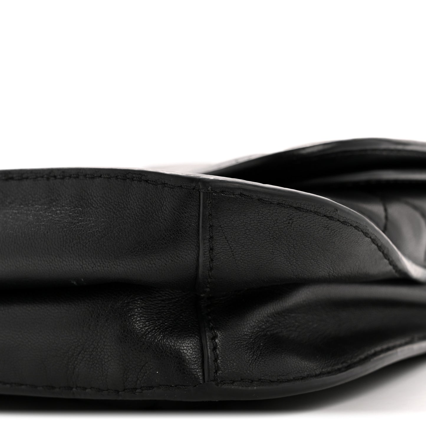 Lambskin Quilted Large Natural CC Flap Black