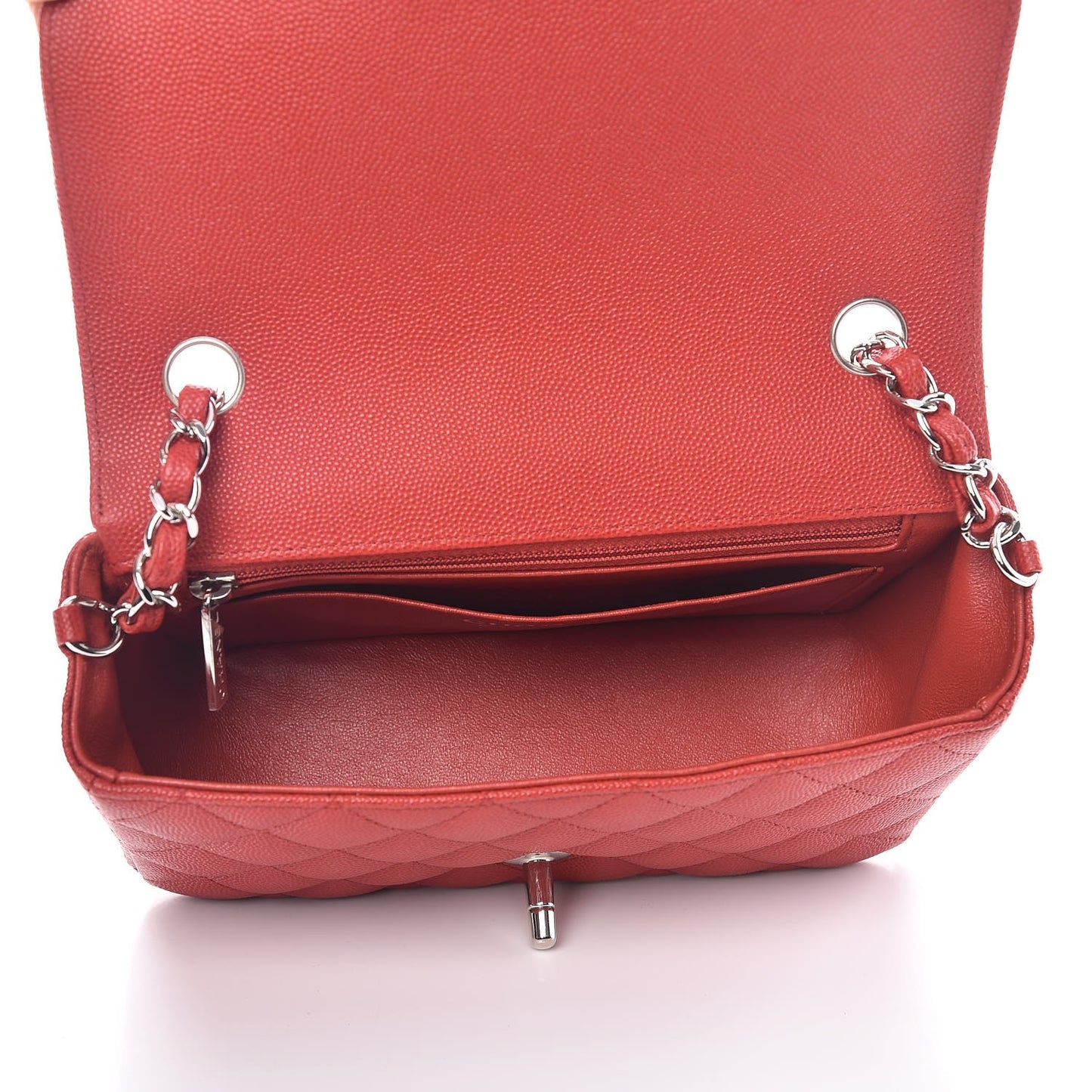 Caviar Quilted Mini Rectangular Flap Red