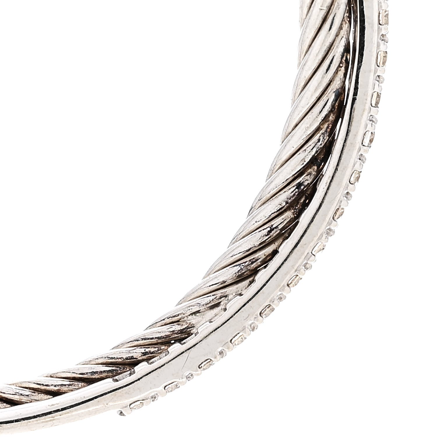 David Yurman Sterling Silver 14K White Gold Diamond 44mm Crossover Hoop Earrings 7 of 7