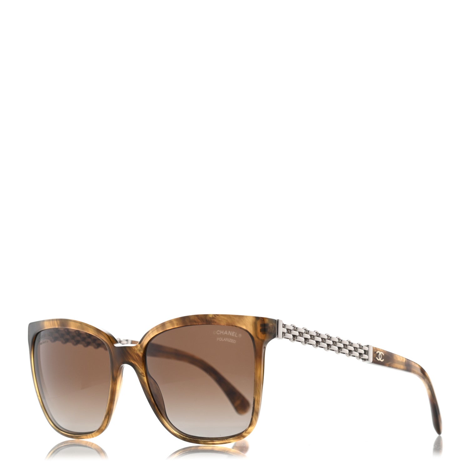 Chanel Polarized Square Chain Sunglasses 5325 Tortoise 1 of 9