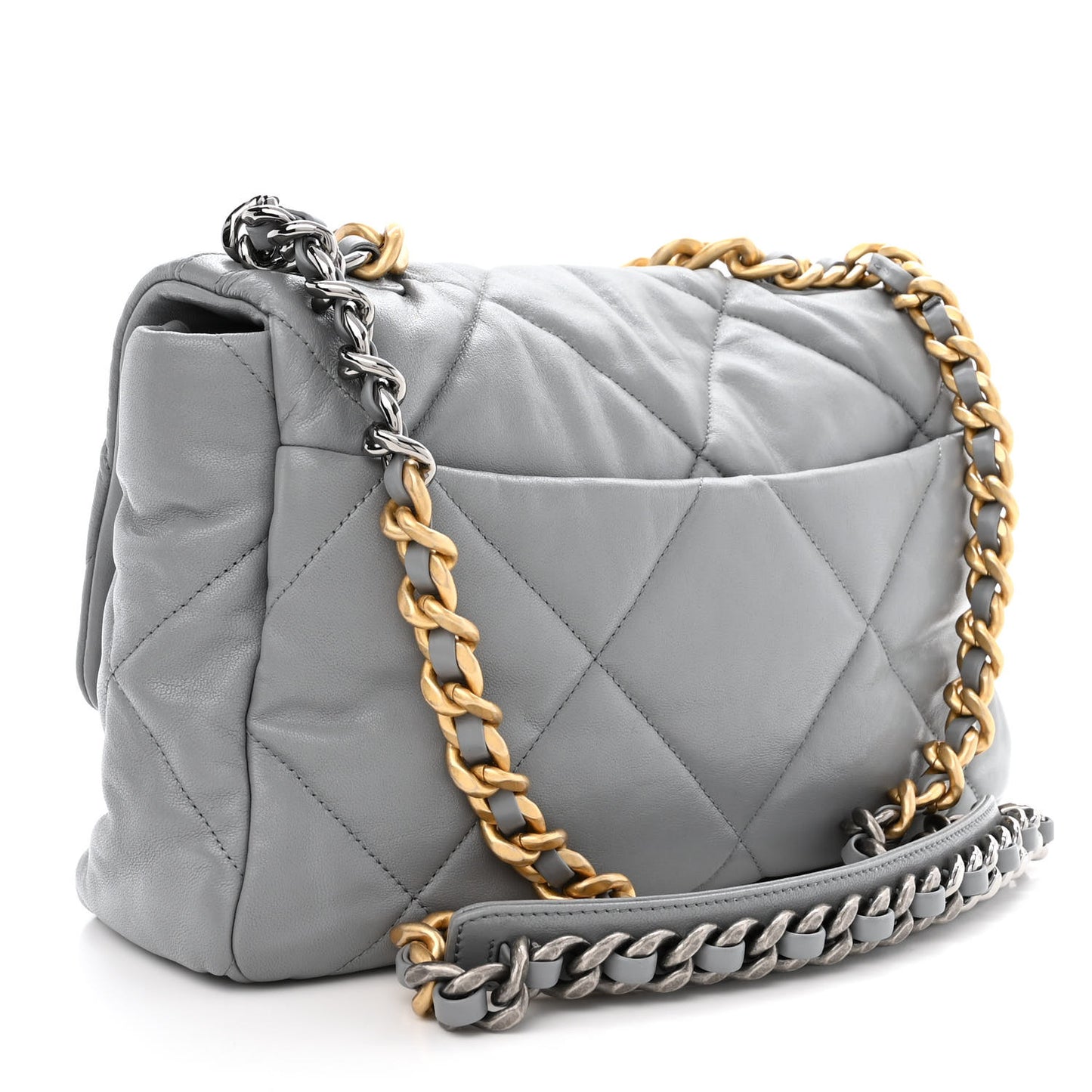 Lambskin Quilted Large Chanel 19 Flap Grey